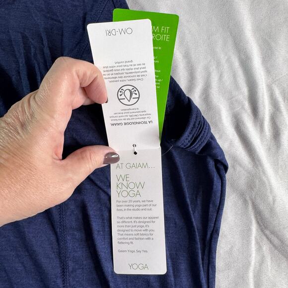 Gaiam Womens Energy Yoga Slim Fit Tank sz XL Maritime Blue Heather New with Tags - Picture 8 of 10